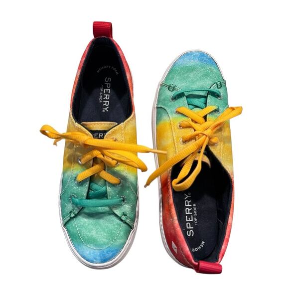 Sperry Women's Crest Vibe Platform Sneaker SNOWCONE Tie Dye Rainbow 6 - Picture 3 of 6